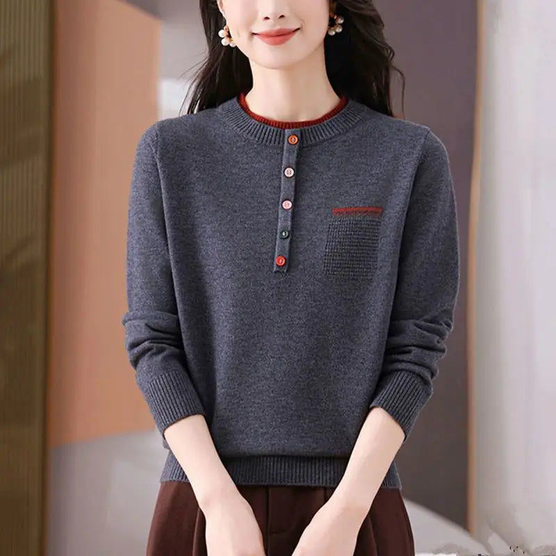 Frauen Kleidung Lose Mode Pullover Herbst/Winter Warme Elegante Gestrickte Langarm Pullover Dame Casual Oansatz Alle-spiel top