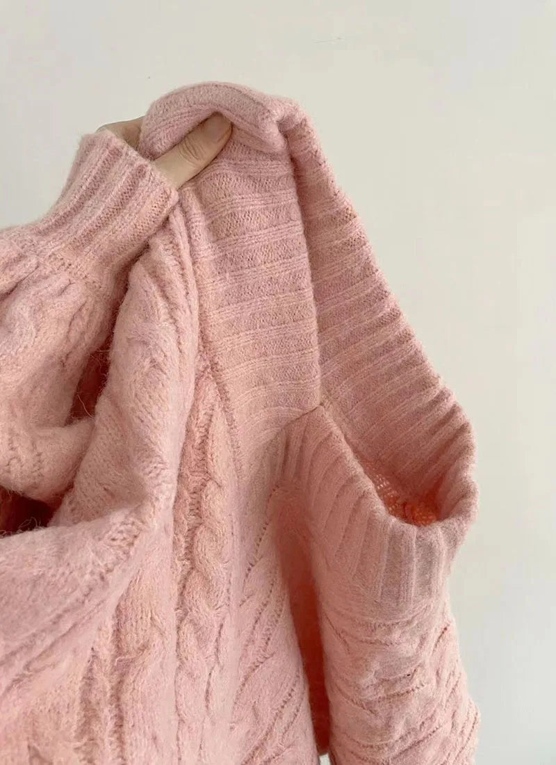 Herbst Winter Frauen Pullover Harajuku Übergroßen Gestrickte Pullover Koreanische Langarm V-ausschnitt Strickwaren Preppy Solide Lose Jumper