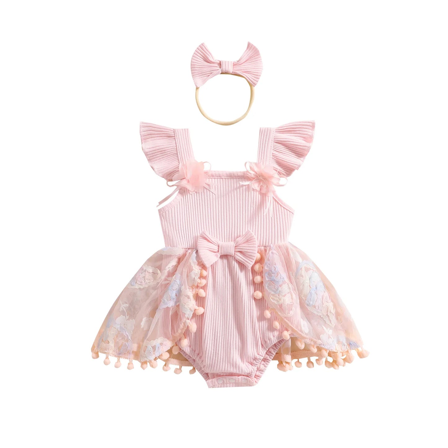 0-18M Kleinkind Baby Mädchen Sommer Strampler Kleid Nette Rüschen Ärmellose Square Neck Blume Body mit Stirnband Set neugeborene Kleidung