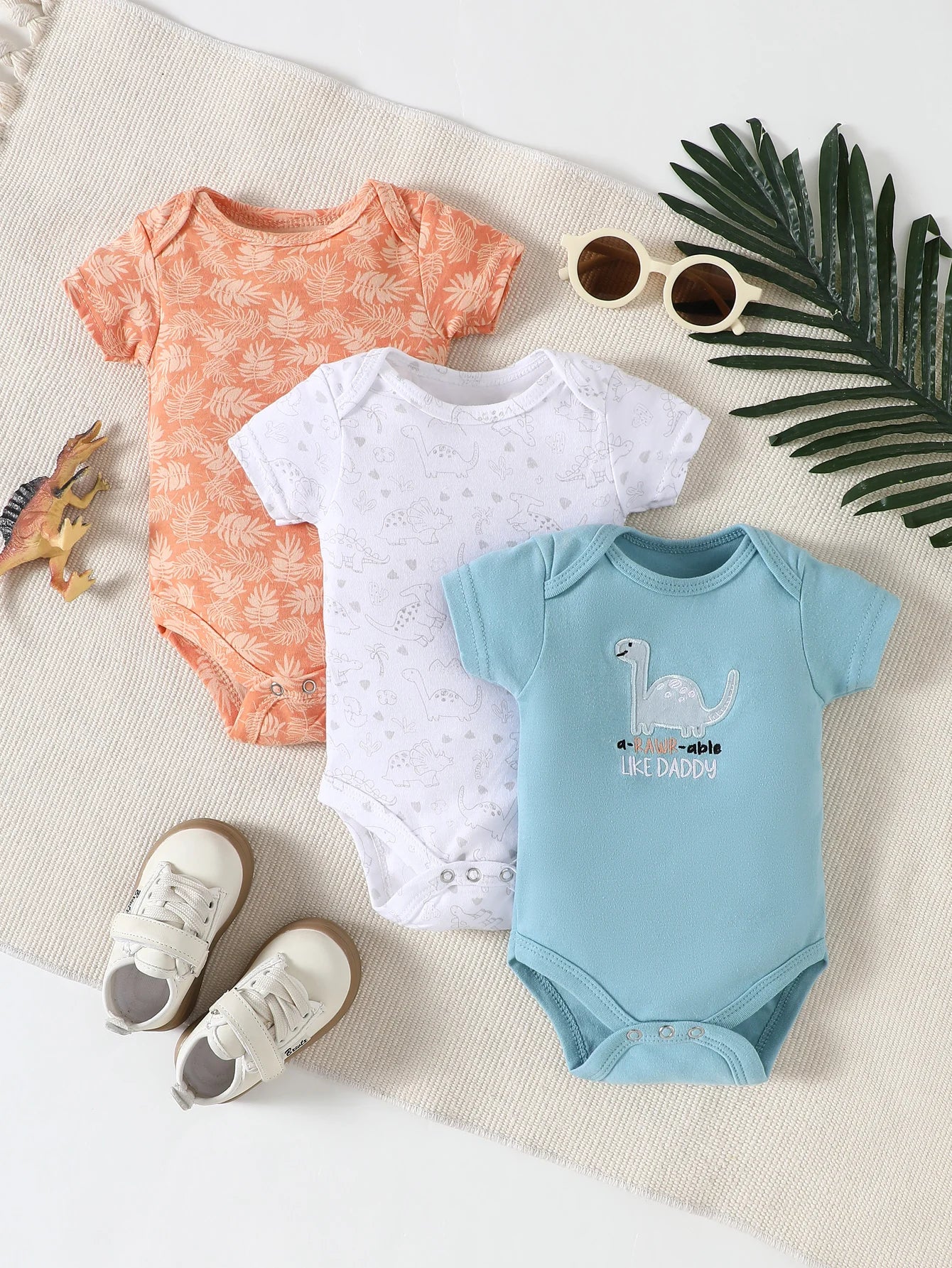 3PCS Infant Baby Nette Grafik einteilige Kleidung Für Jungen Und Mädchen, Neugeborenen Reine Baumwolle Sommer Strampler neugeborene kleidung