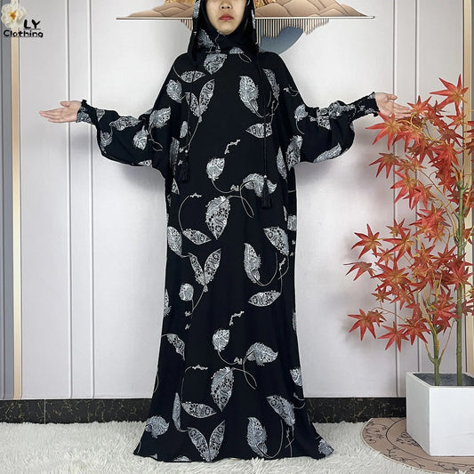 2025Hot Sales New Ramadan Muslim Double Hat Women Abaya Prayer Garment Islam Turkey Arabic Femme Abaya Prayer Kaftan Loose Robes.