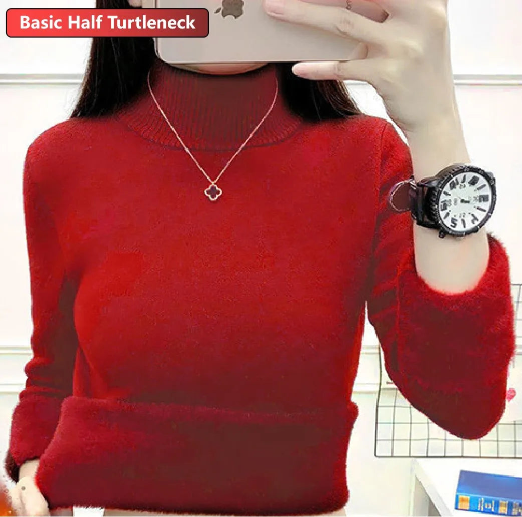 Pullover Für Frauen Winter Verdicken Rollkragen Schlank Stricken Pullover Neue Warme Plüsch Samt Gefüttert Strickwaren Jumper Tops Casual Poleras