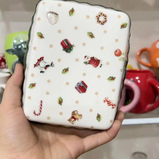 German V Bao Tableware Christmas Biscuits Plate Dish Rectangular Plate Mug Plate Salad Dish.