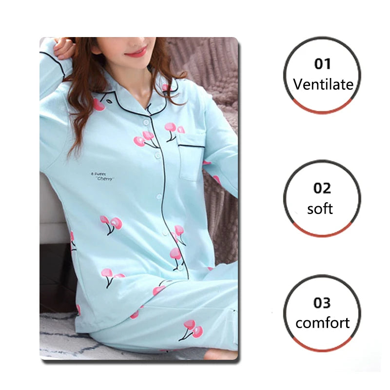 Damen-Pyjama-Set, V-Ausschnitt, Button-Down-Oberteil und Hose, Nachtwäsche, Homewear, lässige Nachtwäsche, Loungewear, Herbst-Winter, zweiteilig