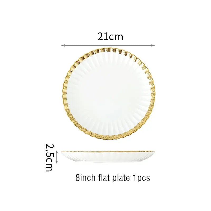 1pcs Upgrade white porcelain plates for food, dinner dishes, salad, soup bowls, ceramic porcelain plates, and tableware