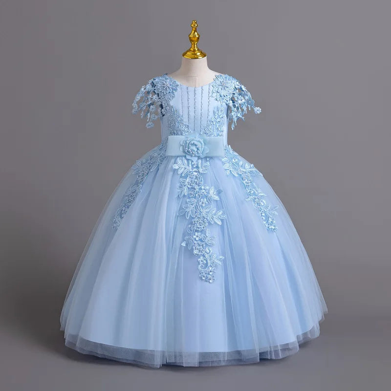 Prinzessin Mädchen Kommunion Geburtstags feier Tanz Leistung Pailletten schwarz Kleid Mädchen Hochzeit Brautjungfer Party Langarm Kleid