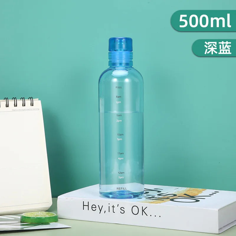 water bottle High-value colorful time scale cup red cute drinking water target bottle ins simple water cup my gourd man bottles