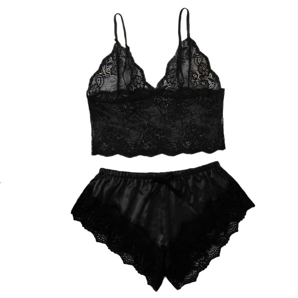 Spaghetti träger Shorts Frauen Nachtwäsche Set elastisch einfarbig weibliche Leibchen Shorts Spitze Frauen Nachtwäsche Set