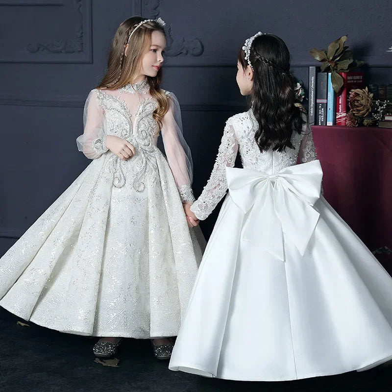 Mädchen Erstkommunion Kleid Blumen mädchen Hochzeit Pailletten Kleider für Kinder Klavier Leistung Vestidos Kinder Festzug Ballkleid