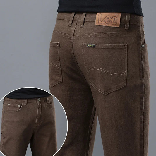 2024 herbst/Winter Neue männer Jeans Business Lose-Fit Gerade Bein Hohe Taille Baumwolle Casual Trendy hosen.