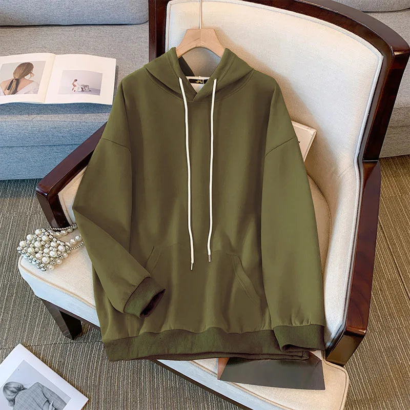 150kg plus size Damen büste Herbst Kapuze neun Farben Sweatshirt lose Langarm Top 6xl 7xl 8xl 9xl 10xl