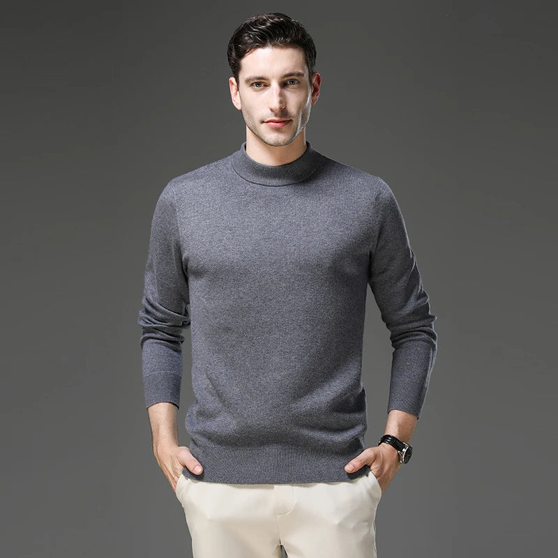 High End Wool Anti-pilling Blended Fashion Brand Half Turtleneck Knit Pullover Casual Sweater Mens Jumper Designer Clothing