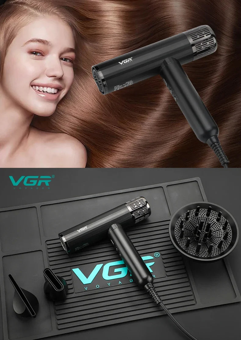 VGR Hair Dryer Professional Air Blower Brushless Motor Hair Dryer Machine 110000 RPM Hair Dryer Negative Ion Barber Salon V-427.