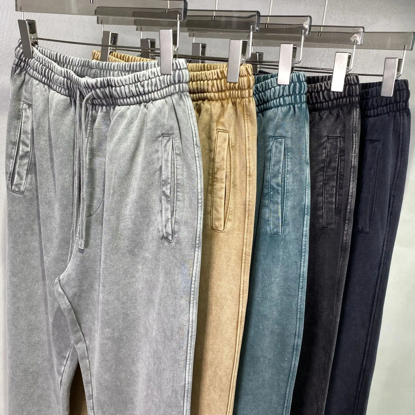 Vier Jahreszeiten Neue Mode Für Männer Casual Trendy Amerikanischen Gewaschen Gewachst Lose Einfarbig Hosen Gerade Jogger Hosen Männliche Hosen