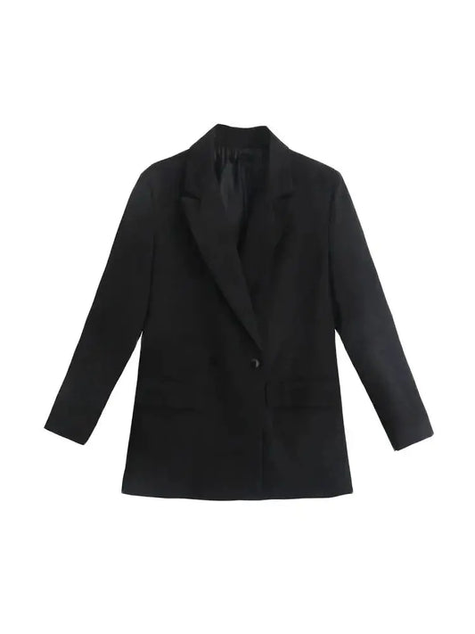 Frauen Mode Zweireiher Lose Anliegende Blazer Mantel Vintage Langarm Taschen Weibliche Oberbekleidung Chic Veste Femme