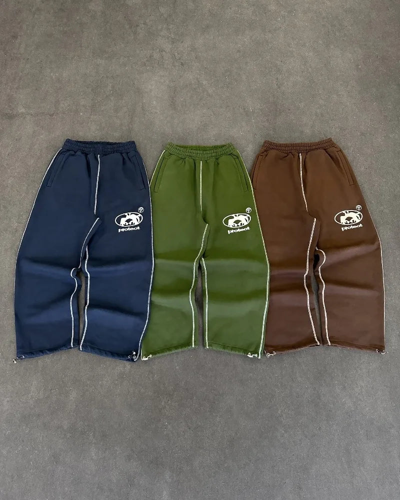 Streetwear PROTECT Mode Brief Stickerei Lose Jogginghose männer Und frauen Y2K Harajuku Hip-Hop Gothic Casual Joker Hosen