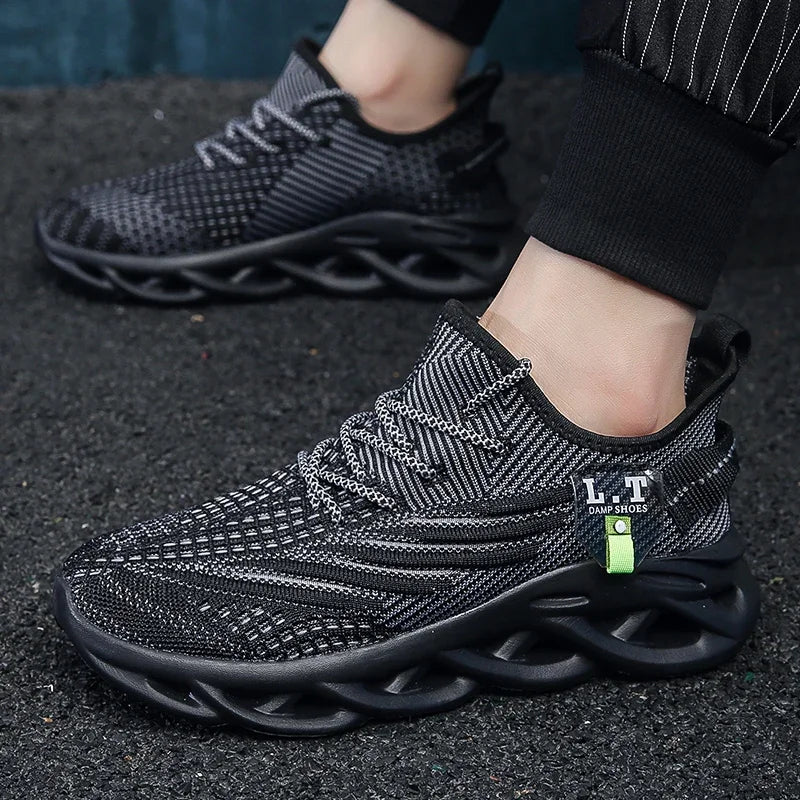 YRZL Männer Sport Laufen Schwarz Jogging Schuhe Casual Turnschuhe Outdoor Atmungsaktive Mesh Frauen Licht Stoßdämpfung Schwarz Tennis