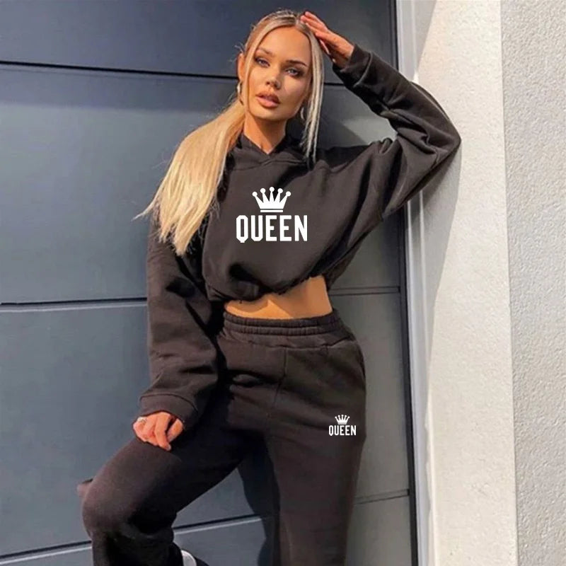 2025 herbst Winter Frauen Sweatshirt Set Einfarbig Casual Einfache Mit Kapuze 2-teiliges Outfit Set Mode Gym Jogging Frau Hose Sets