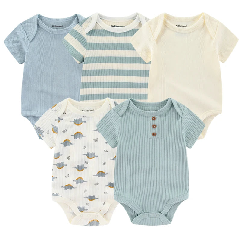 Kiddiezoom 5 Teile/los Vier Jahreszeiten Mode Cartoon Kurzarm Baby Junge Mädchen Bodys Weiche Unisex Neugeborenen Onesies Kleidung