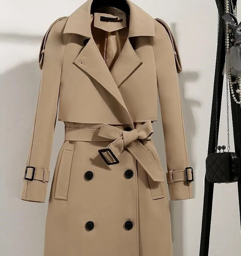 Lässige Langarm-Oberbekleidung, Trenchcoat für Damen, 2024, Herbst-Winter-Mode, Schnürung, lang, neu in Mänteln und Jacken, elegant