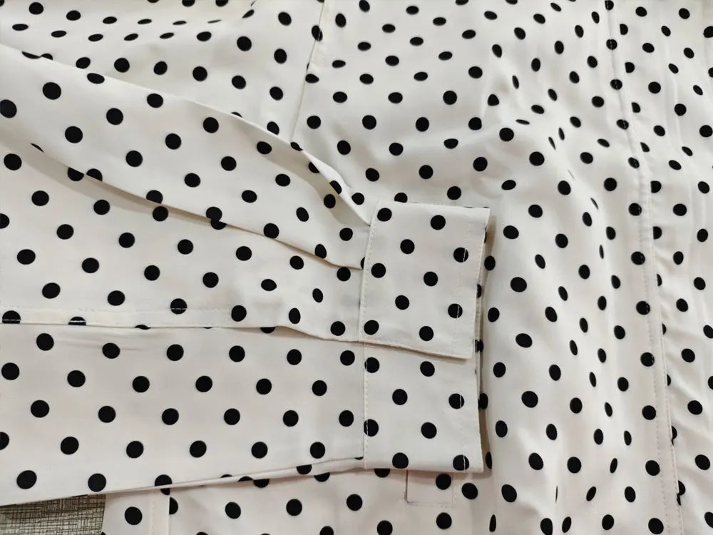 TRAFZA Herbst Polka Dot Gedruckt Jacke Für Frauen Lange Ärmel Rollkragen Zipper Mit Taschen Kordelzug Lose Vintage Mäntel