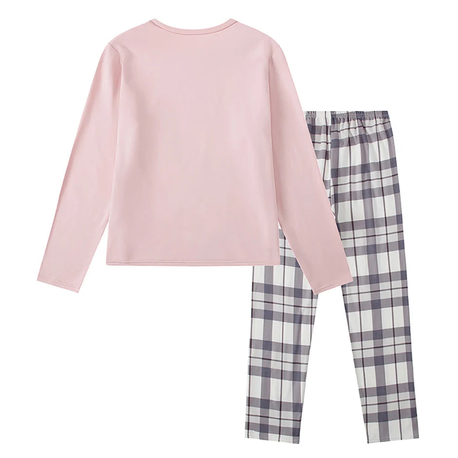 2-teilige Langarmhose im Herbst und Winter, geschliffene und verdickte Pyjamas für Männer und Frauen, Heimkleidung für Jugendliche