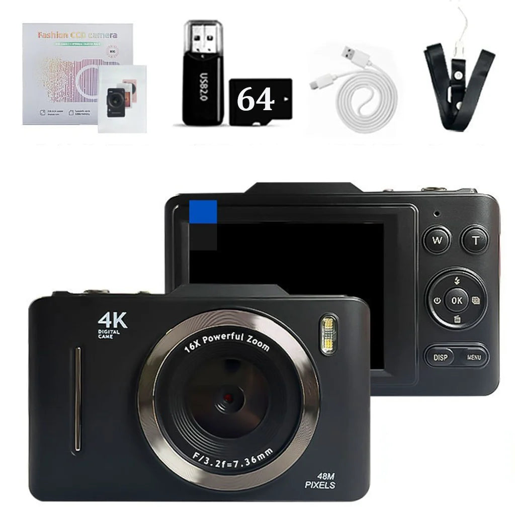 2.8 inch CCD HD 4K digital camera for Kids & students, portable and compact, perfect for family use.