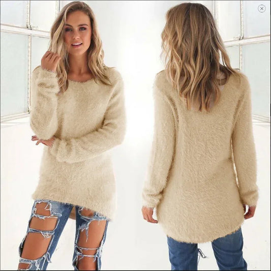 Frauen warmen Pullover einfarbig o Hals lose Baumwolle gestrickt Pullover langen Pullover lässig übergroße Bluse Damen Hipster Kleidung.