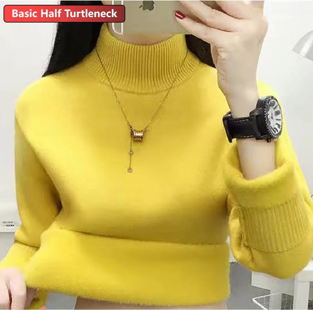 Pullover Für Frauen Winter Verdicken Rollkragen Schlank Stricken Pullover Neue Warme Plüsch Samt Gefüttert Strickwaren Jumper Tops Casual Poleras