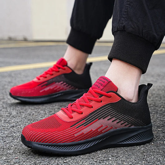 Summer Hot Sale Red Mesh Men Running Sneakers Big Size 47 Light Breathable Women Training Shoes Non-slip Sport Shoes for Man.