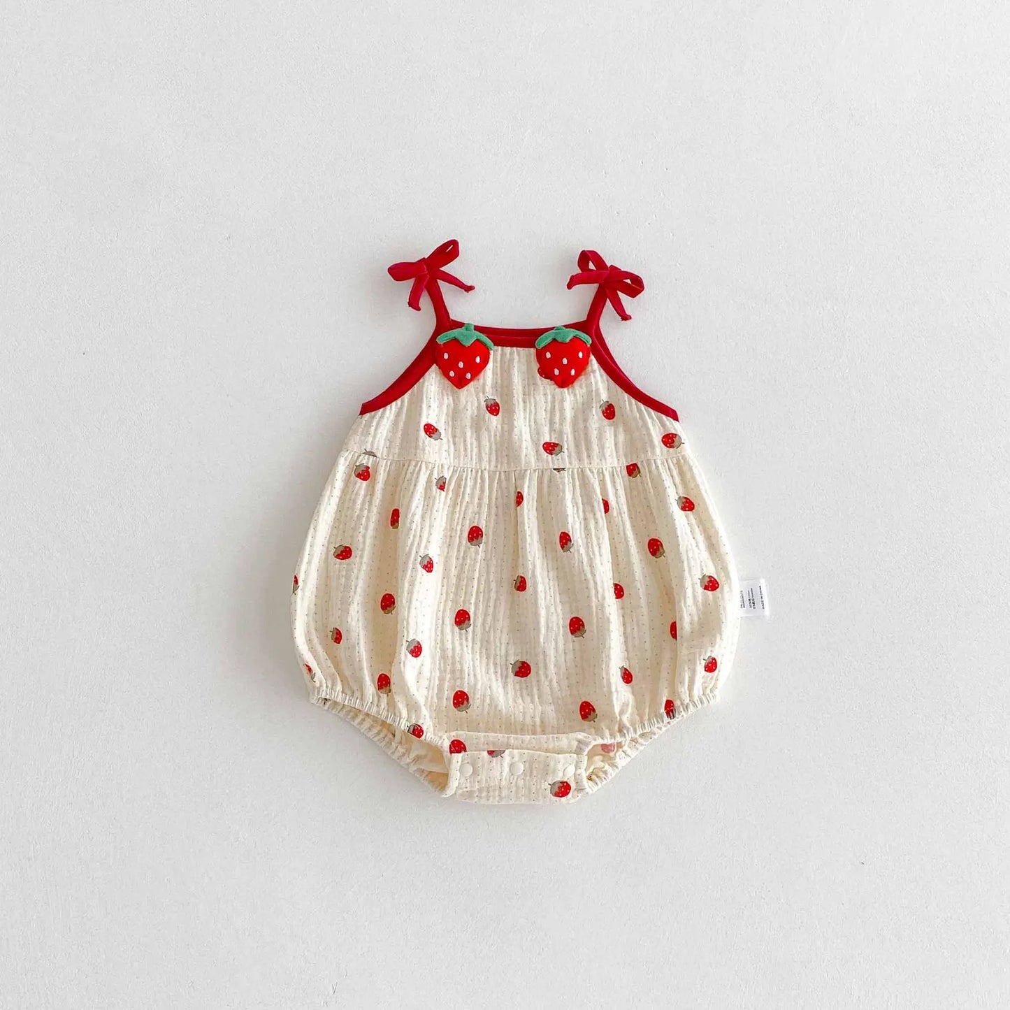0-2Y Sommer Baby Mädchen Kleidung Erdbeere Druck Infant Mädchen Bodysuit Kleinkind Leibchen Ein Stück