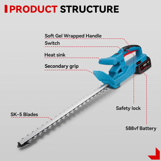 ONEVAN 3000 W elektrischer Heckenschere 20 Zoll 20000 U/min Hochgeschwindigkeits-Schneidwerkzeug für Garten und gewerbliche Lithium-Batterie-Pin von Makita