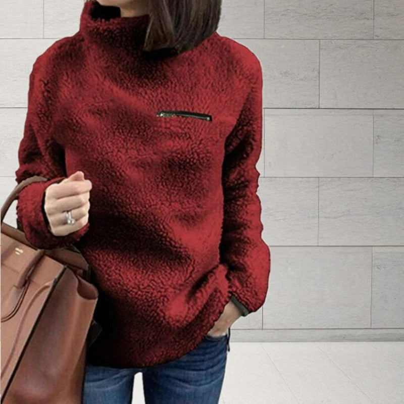 Winter Super Weich und Bequem Einfarbig Rollkragen Pullover frauen Pullover Fashion Zipper Sexy Top Damen Hipster Kleidung