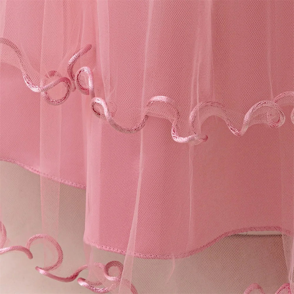 Kinder Kleid Neue Geburtstag Party Mädchen Prinzessin Kleid Gestickte Mesh Hochzeit Blume Junge Elegante Kinder Abend Kleidung Kostüm