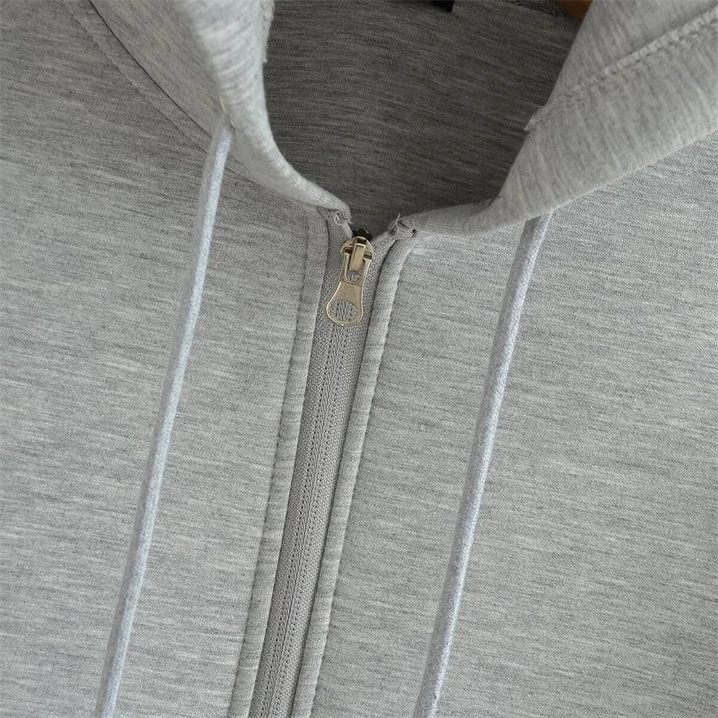 2024 Winter Neue frauen Zipper Hoodie High Street Unisex stil Doppel Taschen Oversize Lose Sweatshirts Oberbekleidung Top CYXX 073