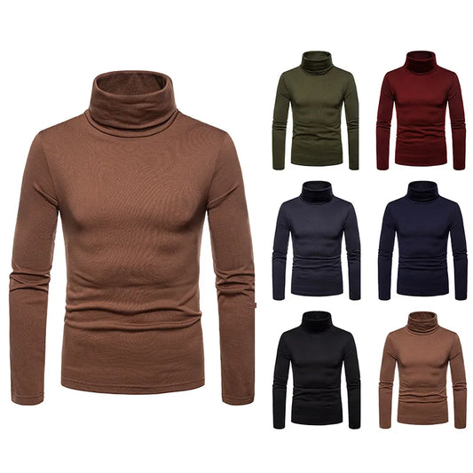 Turtleneck Pullovers Sweaters Men 2020 Autumn Winter Solid Color Long Sleeve Knitting Sweater Thickening Men's Bottoming Shirt.