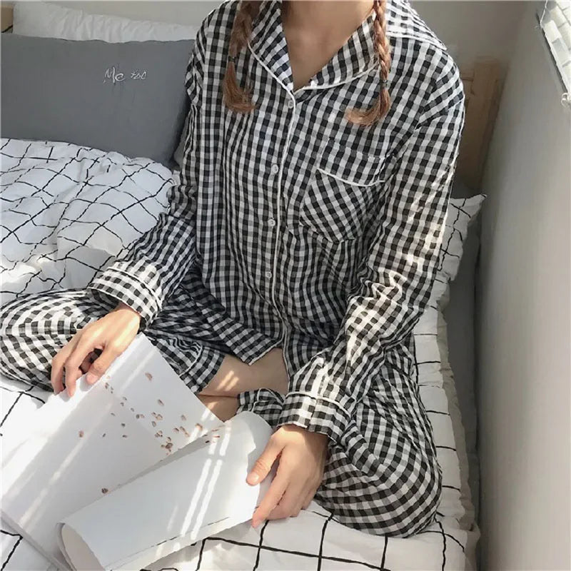Damen-Pyjama-Set, V-Ausschnitt, Button-Down-Oberteil und Hose, Nachtwäsche, Homewear, lässige Nachtwäsche, Loungewear, Herbst-Winter, zweiteilig