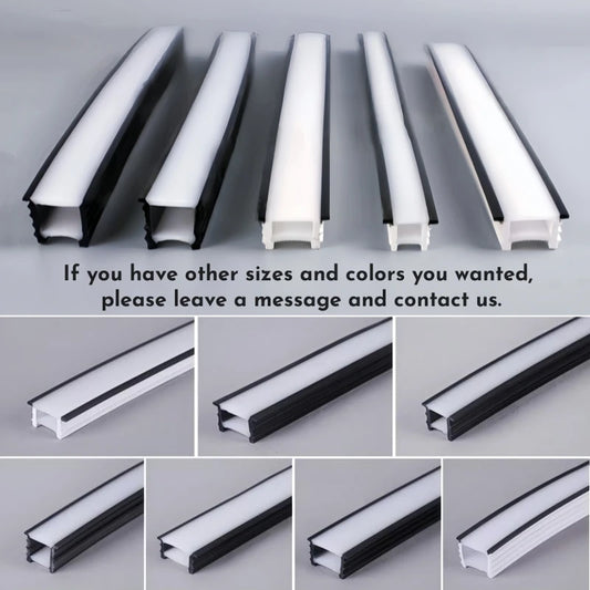 Black Flexible LED Neon Rope Lamp Silicone Tube Diffuser Recessed Channel For WS2811 WS2812B Waterproof Ribbon Neon Strip Lights.