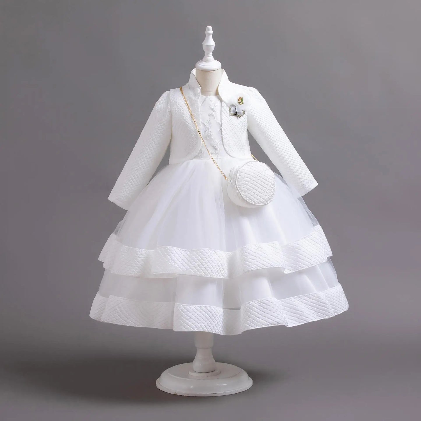 Neues Herbst/Winter Langarm-Partykleid, elegantes Mädchen-Stickerei, Weihnachts-Performance-Kleid, Geschenktüte für Kinder im Alter von 3–11 Jahren