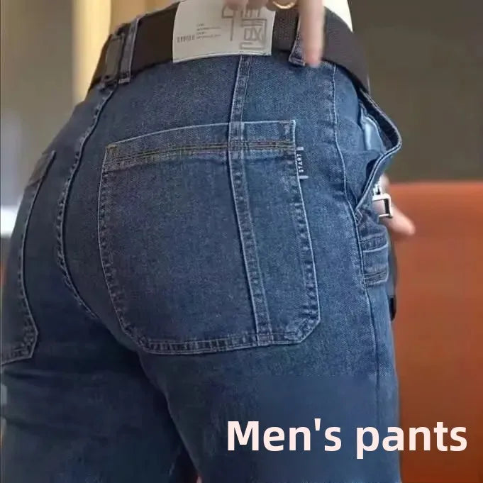 Elastische Herrenjeans, lässig, lockere Passform, mehrere Taschen, sechs Taschen, vielseitig, stilvoll, trendig, lockere Hose, männliches Modell
