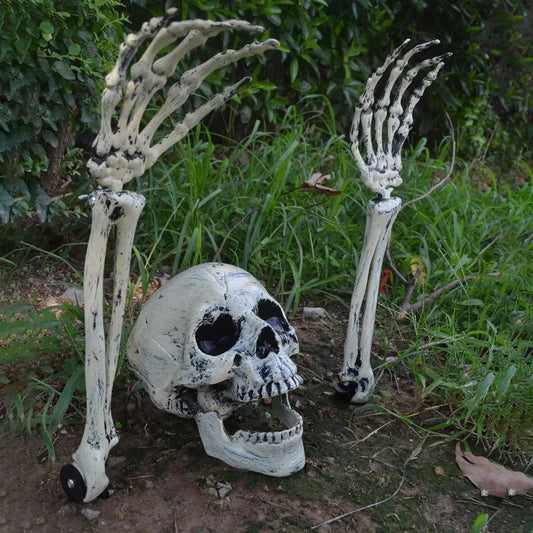 Gartendekoration Urlaub Schädel Knochen Requisiten Boden brechen Horror Halloween Dekoration Schädel Party Zubehör Geschenk Dekoration.