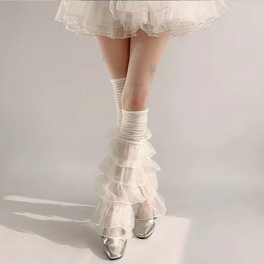 LOTDOOTN Y2K Tights Silver Star Print Pantyhose Women Girl Japanese Mesh Transparent Pantyhose Bow Star Tights Stockings Lolita.