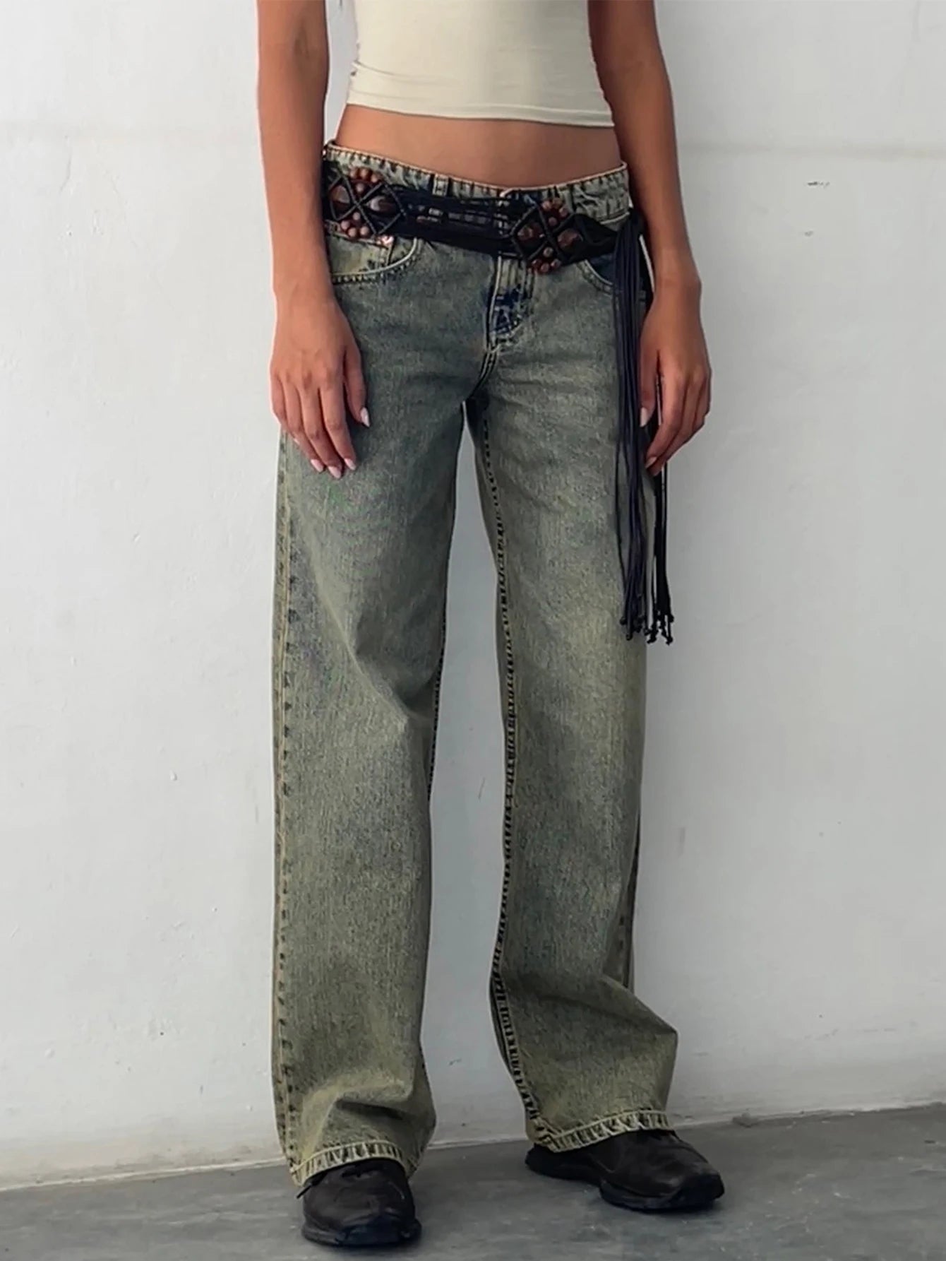 2024 neue Y2K Hohe Taille Baggy-Jeans Für Frauen Mode Lose Denim Breite Bein Hosen Casual Weibliche Kleidung XS-XL Drop verschiffen