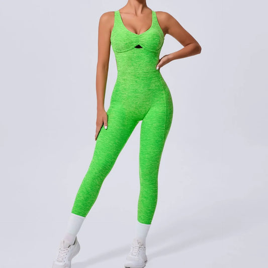 Seamless Yoga Jumpsuits Sports Fitness Peach Hip Raise Cross Beauty Back Dance Belly Contracting One-piece Tracksuits for Women.
