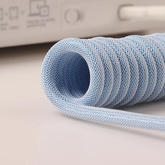 LANO Custom Paracord Coiled Mechanical Keyboard Type C Data Spring Cable GX16 Aviator Coil Spiral Usb C for Gaming Coiled Cable.