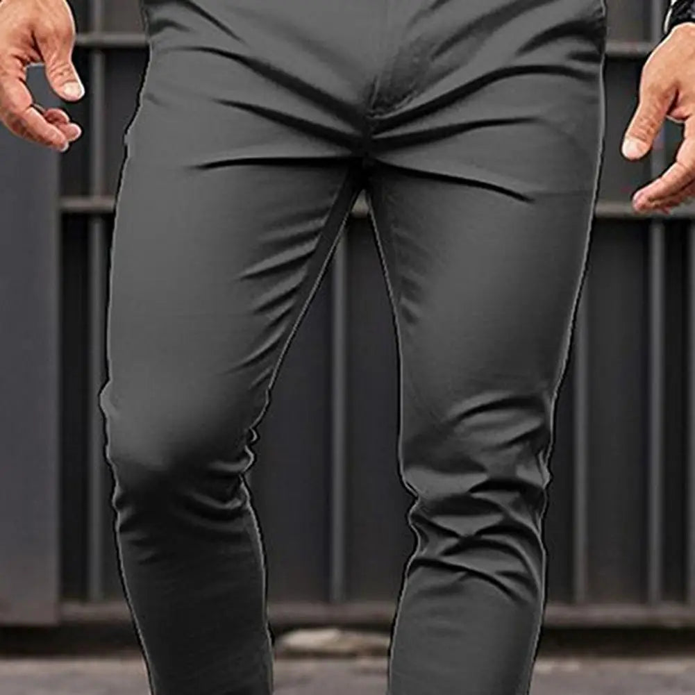 Männer Einfarbig Anzug Lange Hosen Mid-rise Schräg Taschen Zipper Fly Slim Fit Business Büro Hosen Feine Nähen hosen Arbeitskleidung
