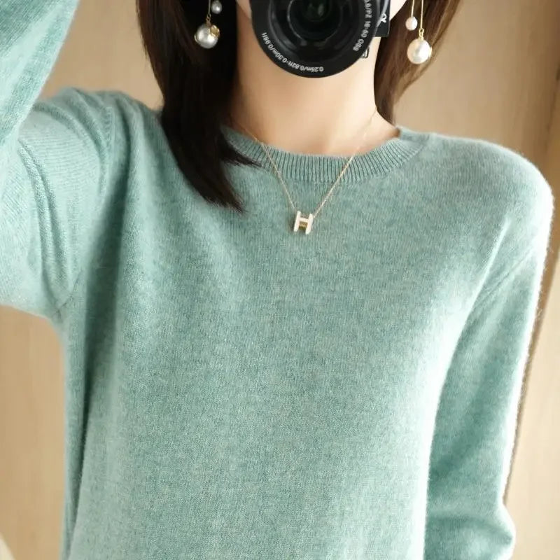 2025 frauen Pullover Frühling Herbst Lange Hülse O-ansatz Pullover Warme Bodenbildung Shirts Koreanische Mode Pullover Strickwaren Weiche Jumper