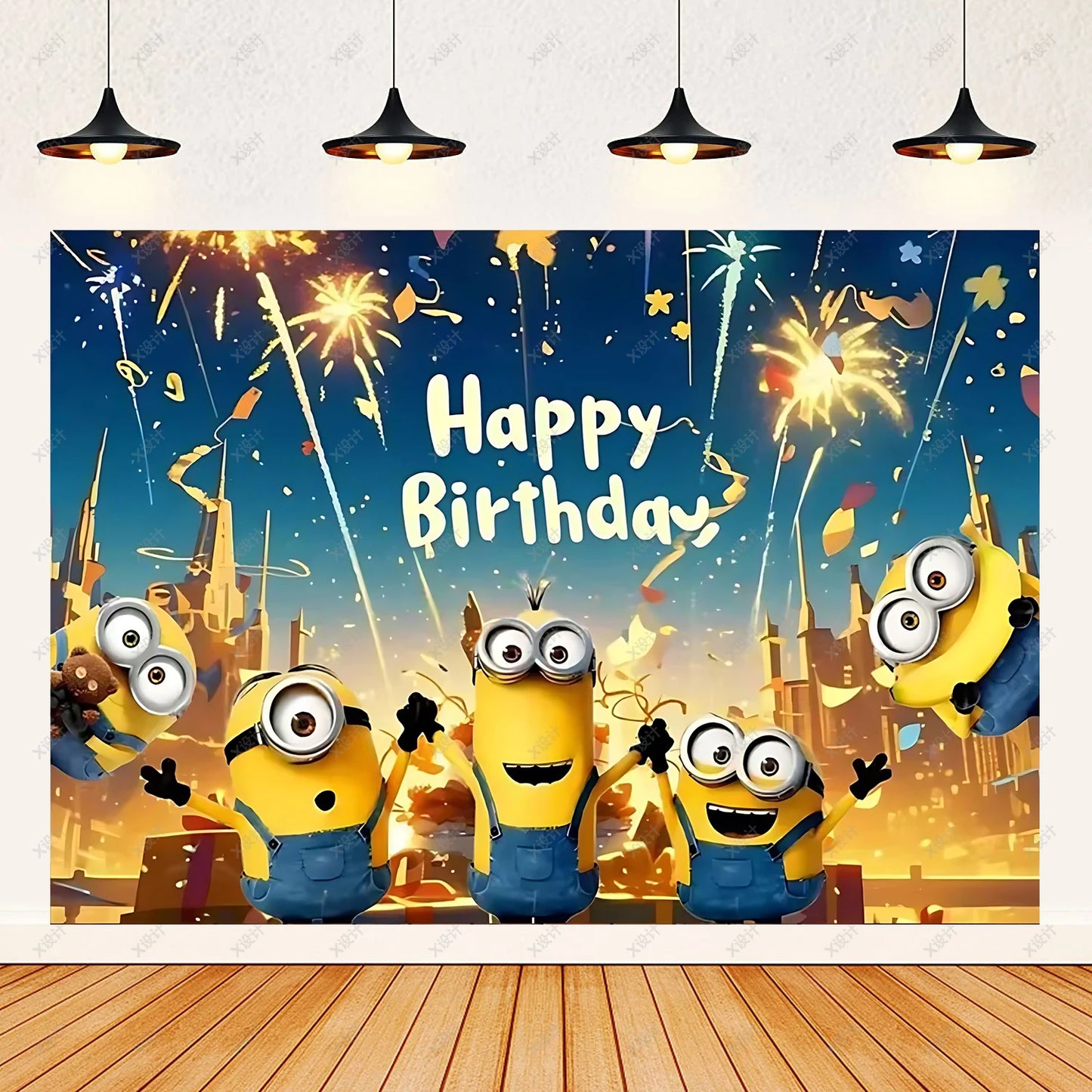 Cartoon M & Minions Geburtstag Party Dekoration Einweg Geschirr Tasse Teller Tischdecke Luftballons Gelb Große Augen Hintergrund Banner
