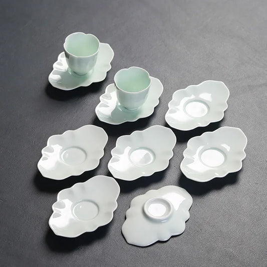 Kong Fu Tea Set with Accessories Japanese Tea Ceremony Creative Ceramic Cha Bei Dian Kombucha Cup Saucer Heat Proof Mat Coaster.