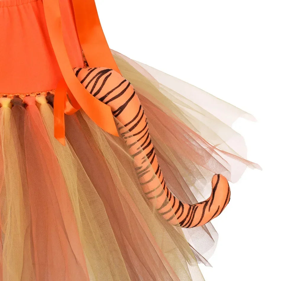 Halloween Tier Cosplay Kostüm für Kinder Wald Thema Kühe Tiger Giraffe Leopard Zebra Tutu Kleider Performance Tanz Sets